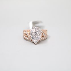 14K Rose Gold Lab Grown Diamond Pear Shaped Ring Set (2.10 CTW) (Size 7 & 7 1/4) (Local Purchase Only)