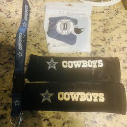 Dallas Cowboys Memorabilia(Seatbelt covers, Face-maskAnd keychain),