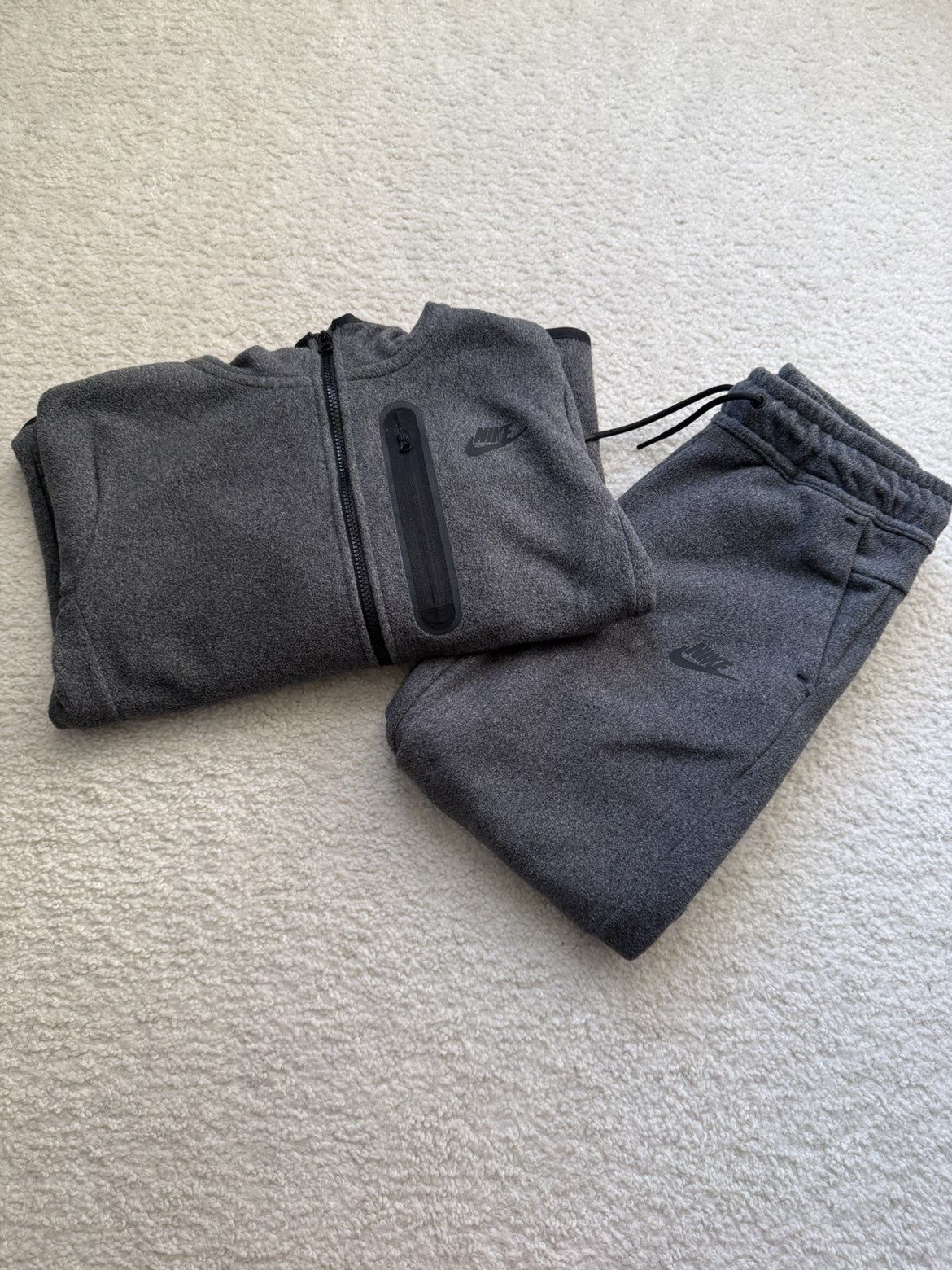 Authentic Grey Fleece Lined Nike Tech Tracksuit Set 