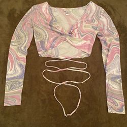 Pastel Marble Print Crop Top