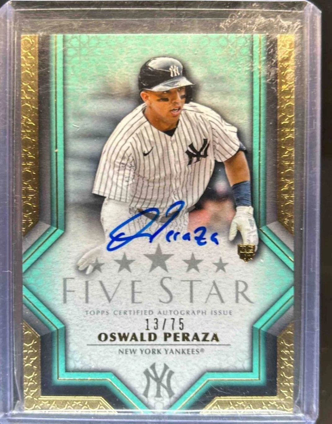 2023 Topps Five Star Oswald Peraza Aqua Auto #13/75 Yankees