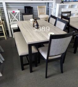 Gorgeous! 6-pc dining table set with bench