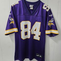 Vintage Minnesota Vikings Puma Stamp Jersey Randy Moss Size Medium But Fits Like Large Great Condition 