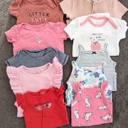 Bundle of 10 Onesies Baby Girl Size 12 Months