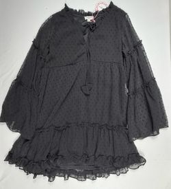 Umgee USA Black Swiss Dot Ruffle Dress Size S