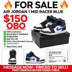 Air Jordan 1 Mid Racers 10.5