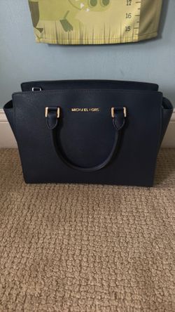 Michael Kors Blue and Gold Leather Bag