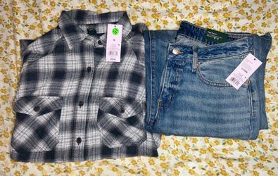 Wild Fable Plaid Flannel shirt and Rigid Denim Jeans.