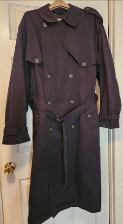 Towne By London Fog Men's Black Trench Coat Raincoat With Detachable Lining, Size 46L
