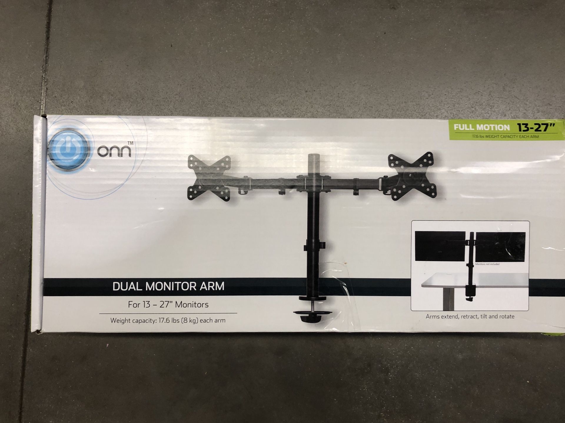 Dual Monitor Arm for 13-27” Monitors