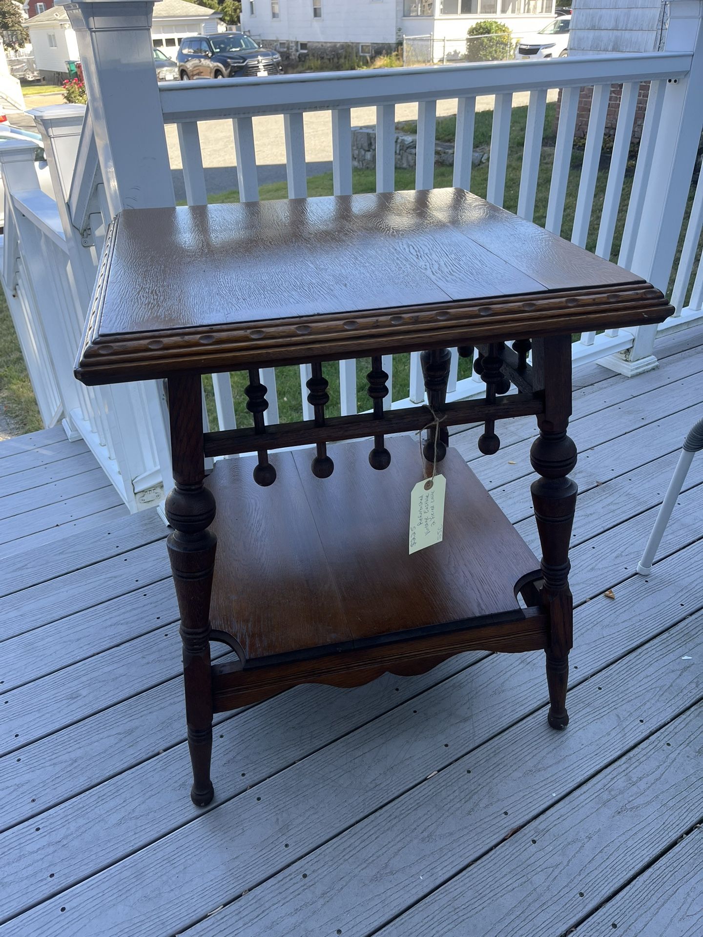 Vintage refurbished Eastlake aesthetic movement style solid oak table