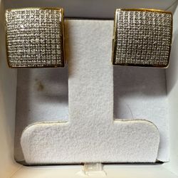 10k Mens Diamond Earring (size Of Quarter)