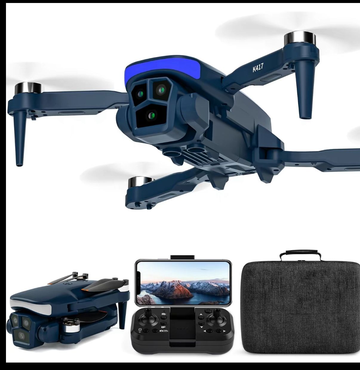 K417( RC), Under 0.549 |bs/249 9, Drones with Camera 1080P HD, 20 Mins Flight Time, Hight-Efficiency Brushless Motor, Optical Flow Positioning, Mini D