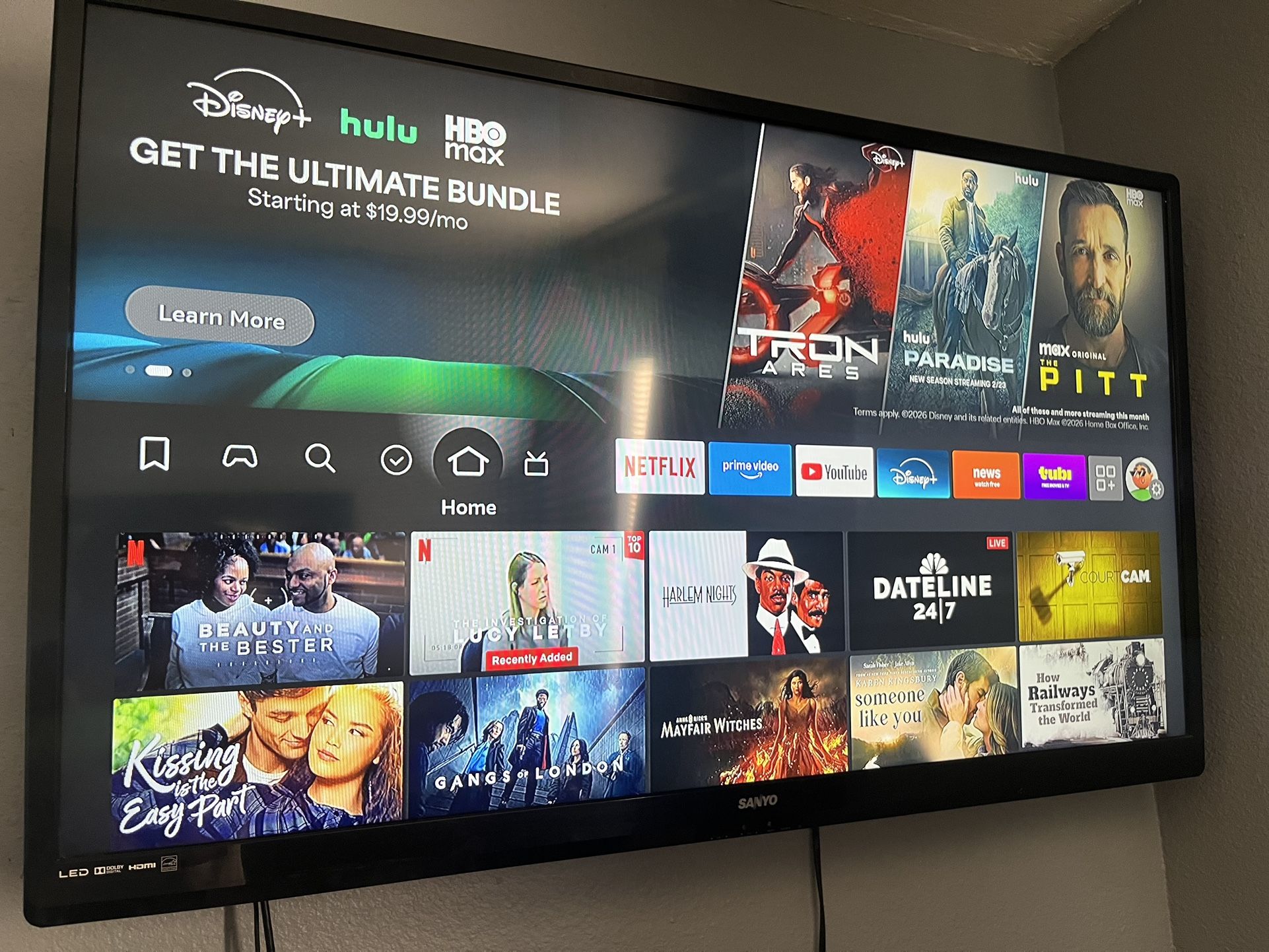 50” TV w/ Fire Stick & Wall Mount