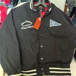 New with tags vintage retired DEUS moto varsity black jacket men's XL