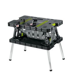 New!Keter Compact Portable Folding Garage Workbench Work Table with Clamps,