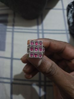 Handmade silver ring with rubies