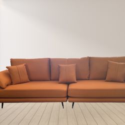 New Modern Tan Leather Couch Sofa 