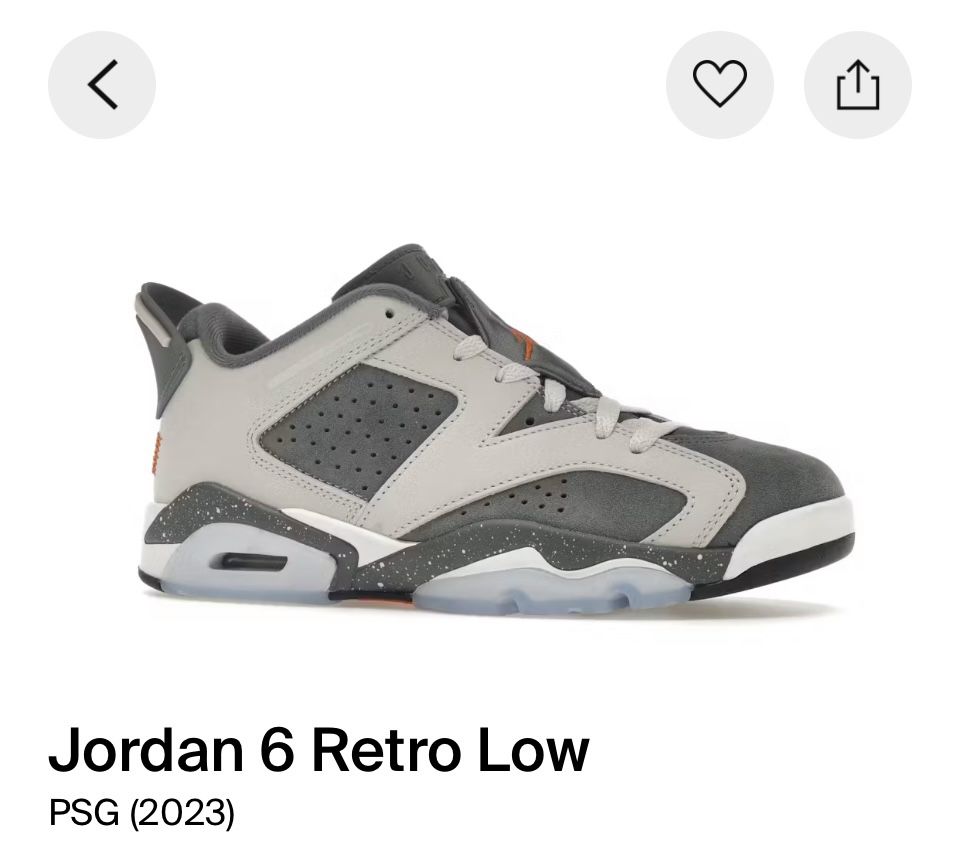 PARIS SAINT-GERMAIN X JORDAN 6 RETRO LOW 'IRON GREY'