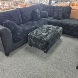 Black Corduroy Sectional Sofa 🚚WE DELIVER🚚