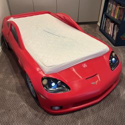 Red Corvette Twin Bed W/lights And Storage 