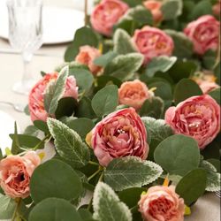 Dark Pink Peony and Rose Eucalyptus Garland 