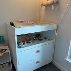 MYLLRA Changing table with drawers, white