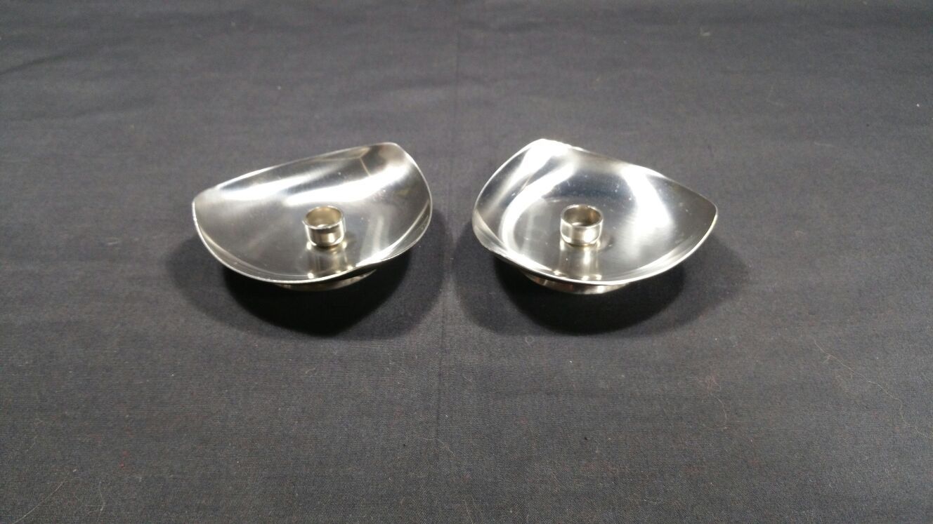 Mid Century Modern Stainless 18/8 Candle Stick Holders