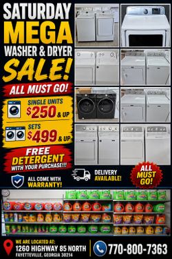 **Saturday Mega Washer & Dryer Sale ** ( Free Detergent w Purchase)