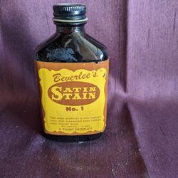Vintage 1960's Beverlee's Satin Stain #1 Collectable Bottle DIY Wood Staining 