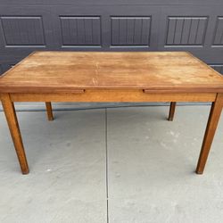 Mid Century Teak Hidden Leaf Expanding Dining Table