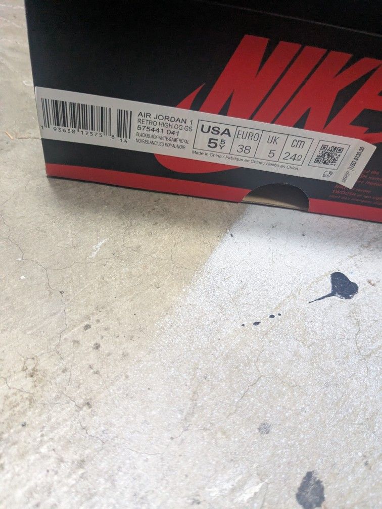 Jordan 1 Royal Toe Size 5/5