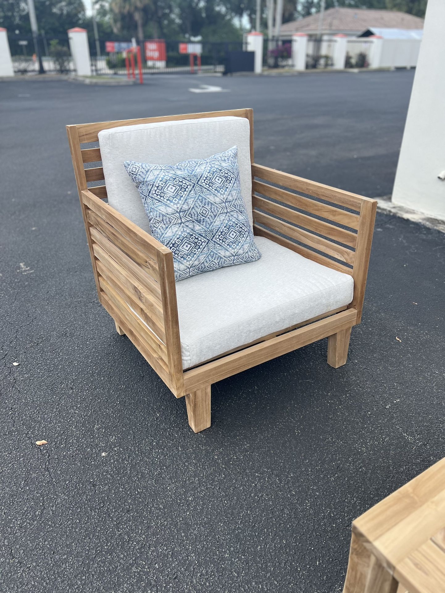 New TEAK Patio Set With Sunbrella Cushions