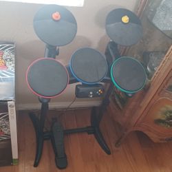 Guitar Hero  Drums Two Guitars Xbox 360 