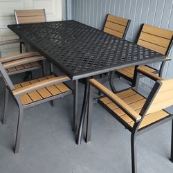 Outdoor patio furniture set 7 piece dining set table with  6 chairs