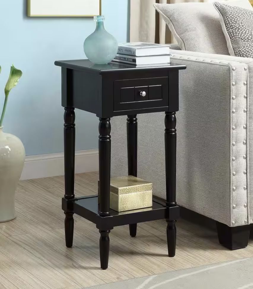 French CountryBlack Square Wood Khloe End Table