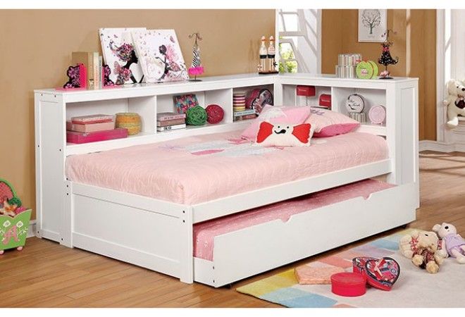 Brand New White Platform Twin Size Daybed w Bookcase...