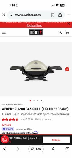 Weber Q 1200 Liquid Propane Gas Grill
