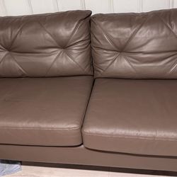 Brown Faux Leather Sofa – Modern & Comfortable