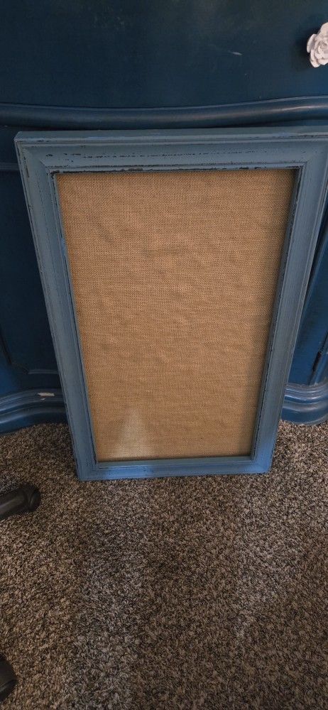 Distressed Teal Burlap Board