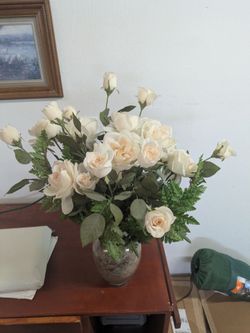 Fake white flower centerpiece