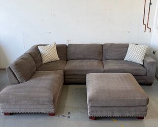 Gray Fabric Sectional Sofa with Ottoman🛋️Same Day Delivery🚚NO Credit Needed💸