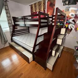 Jason Espresso Bunk Bed With Trundle $10 Down Payment And Financing Available