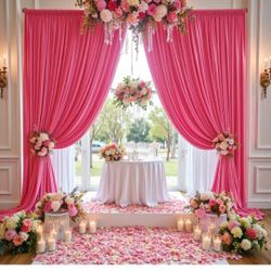 2 PanelsHot Pink Backdrop Curtains 10ft By 10ft 