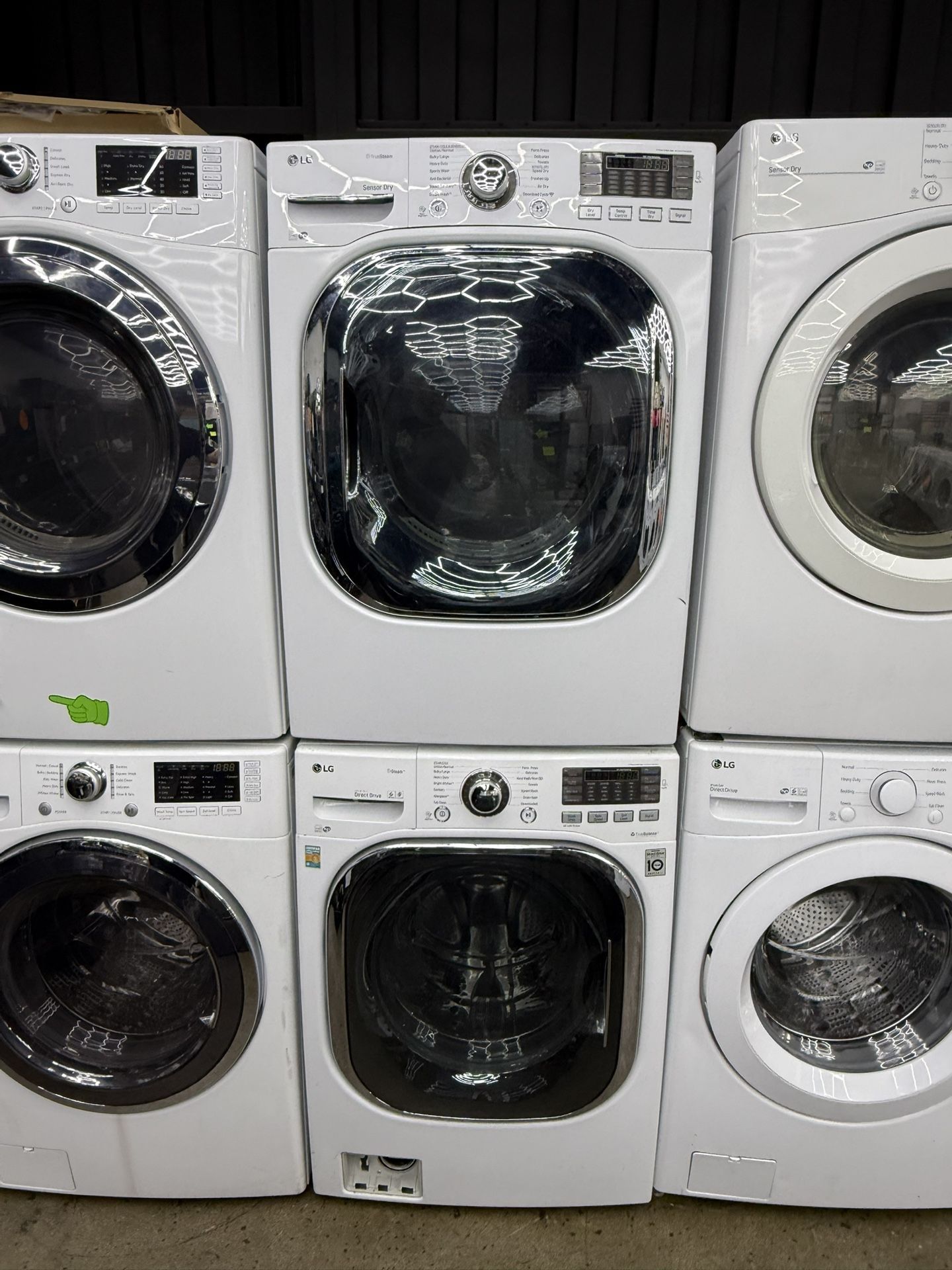 LG white front load washer and gas dryer set 