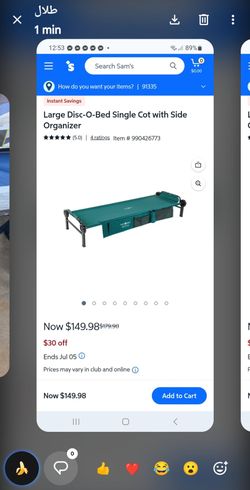 Large Disc-O-Bed Single Cot with Side Organizer $120  or 2 for $200