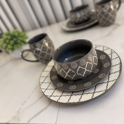 Moroccan grey 16pc dinner set