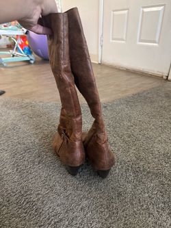 Brown Knee-High Heeled Boots