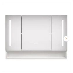 39 in. W x 28 in. H Rectangular White Surface Mount Medicine Cabinet with Mirror, 3-Colors LED Light, Defogging Function