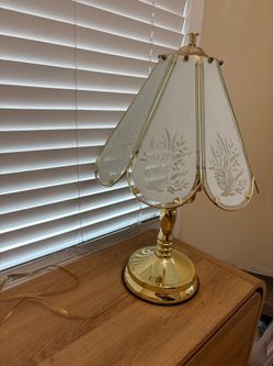 Gold and white lamp with hearts